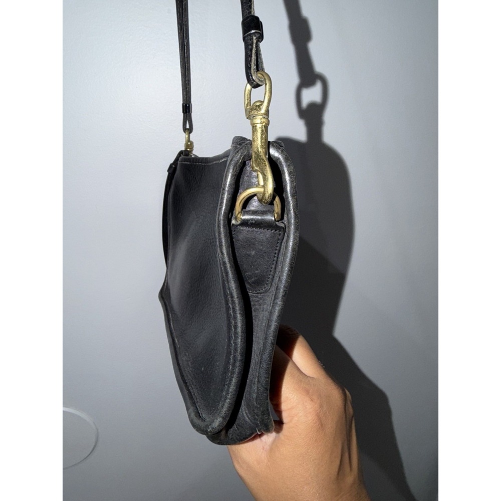 VTG Coach 70's Basic Bag Made in NYC USA Black Leather Clutch Wristlet Crossbody - Picture 4 of 10